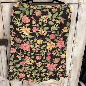 Floral Printed rayon skirt side zip bias flare hem